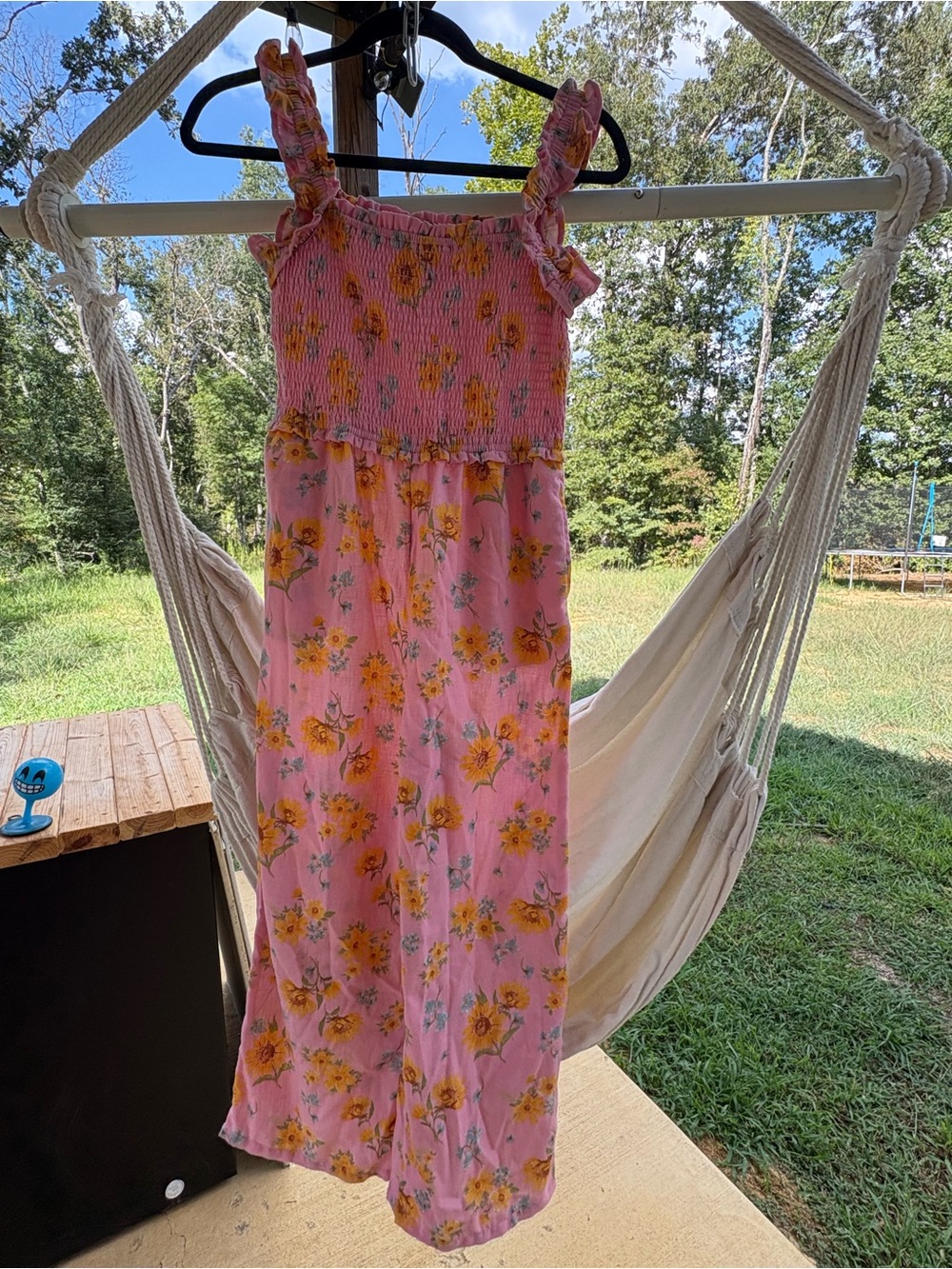 Girls' Pink Floral Smocked Jumpsuit Old Navy size
